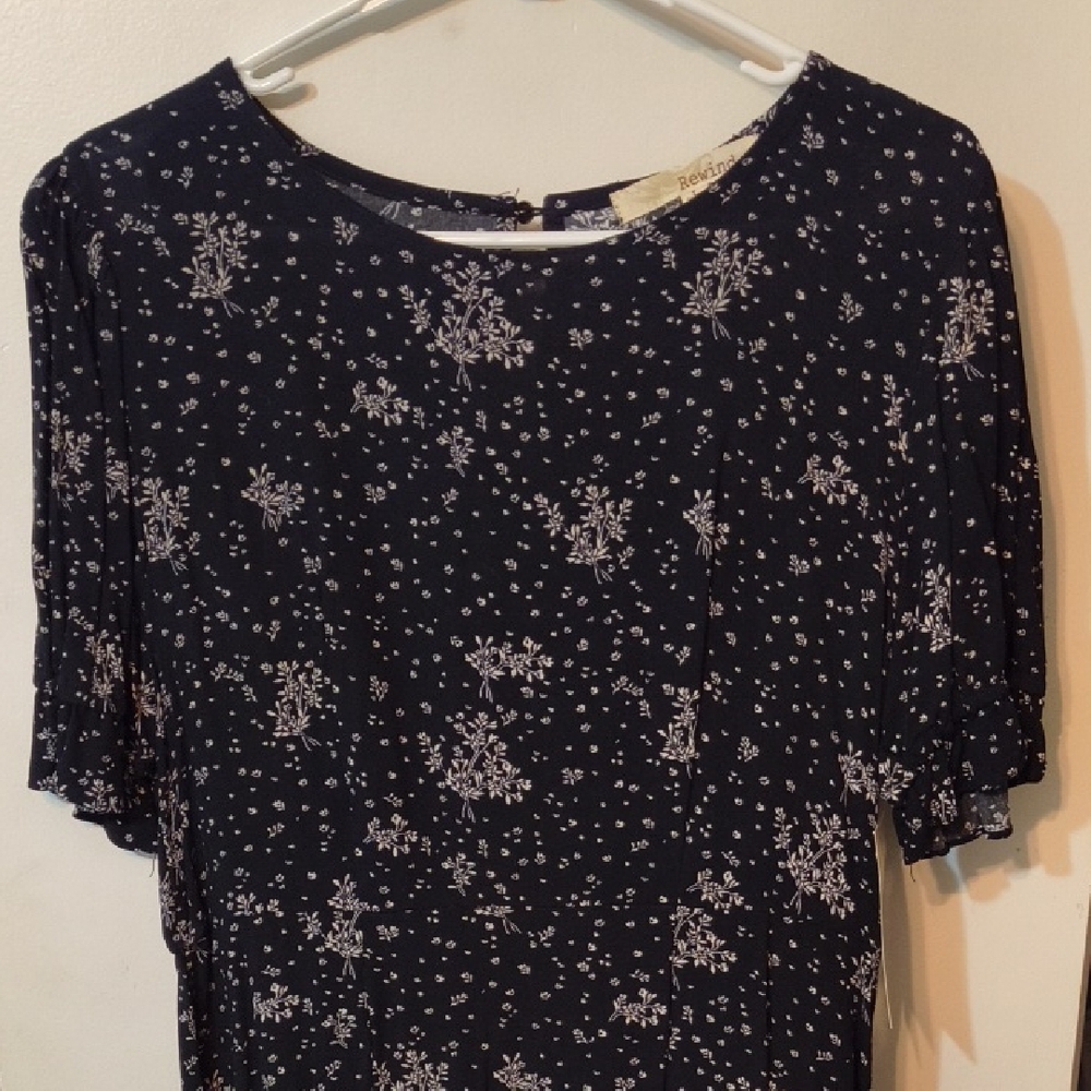Rewind Black Dress with White Floral Design